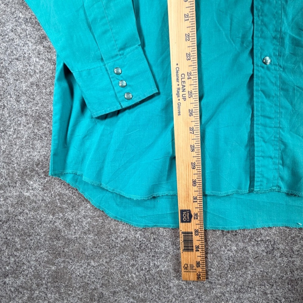 Vintage 90s Rustler Western Shirts Mens XL Tall Teal Pop Preppy Pearl Snap Roper - Picture 16 of 16